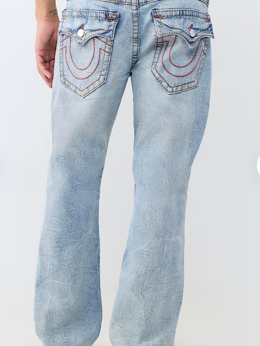 True Religion Ricky Super T Light Blue Men's Straight Seat Fit Summer Jeans Soft